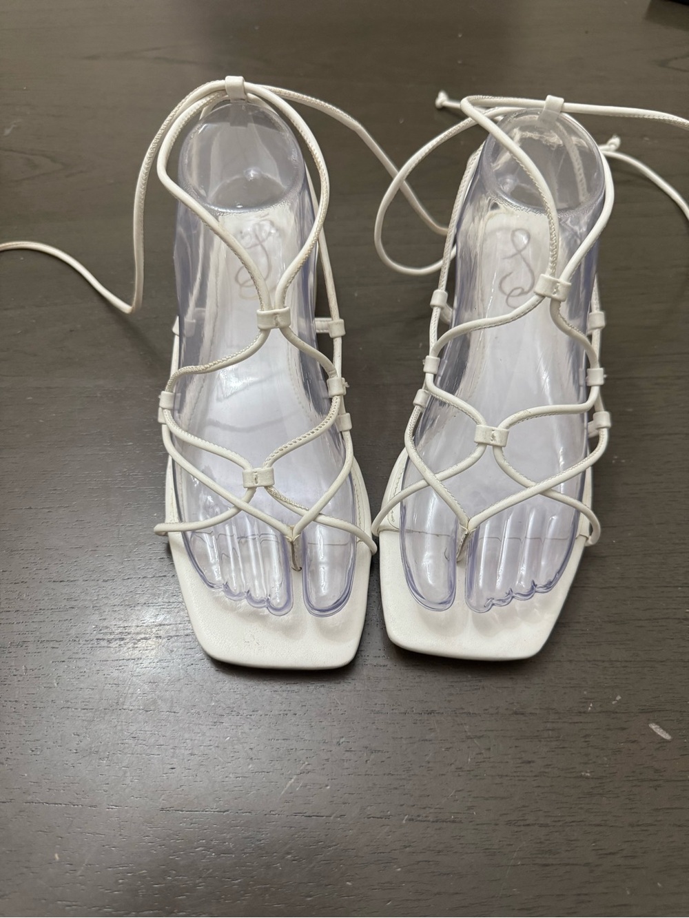 Sam Edelman White Lace-Up Strappy Heeled Sandals size 7